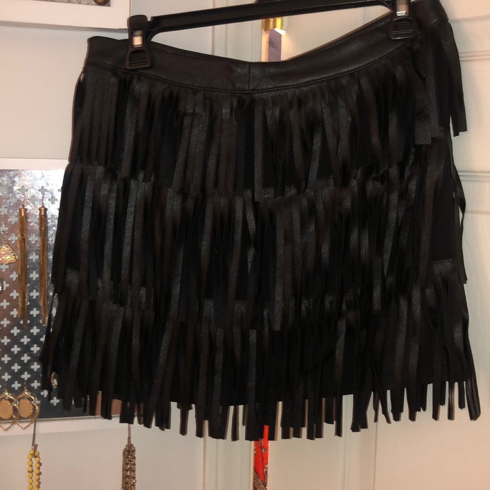 fringe mini skirt